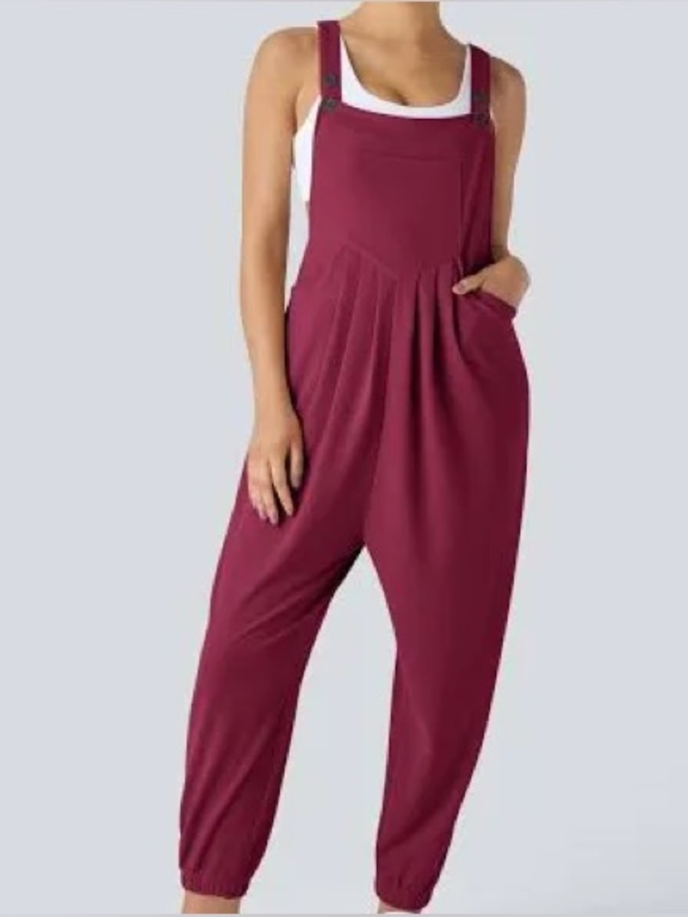 Halara Waffle Knit‎ Overall Joggers Anemone Raspberry Pink Small EUC